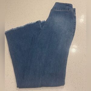 High Rise Wide Leg Jeans Size 4 Raw Hem